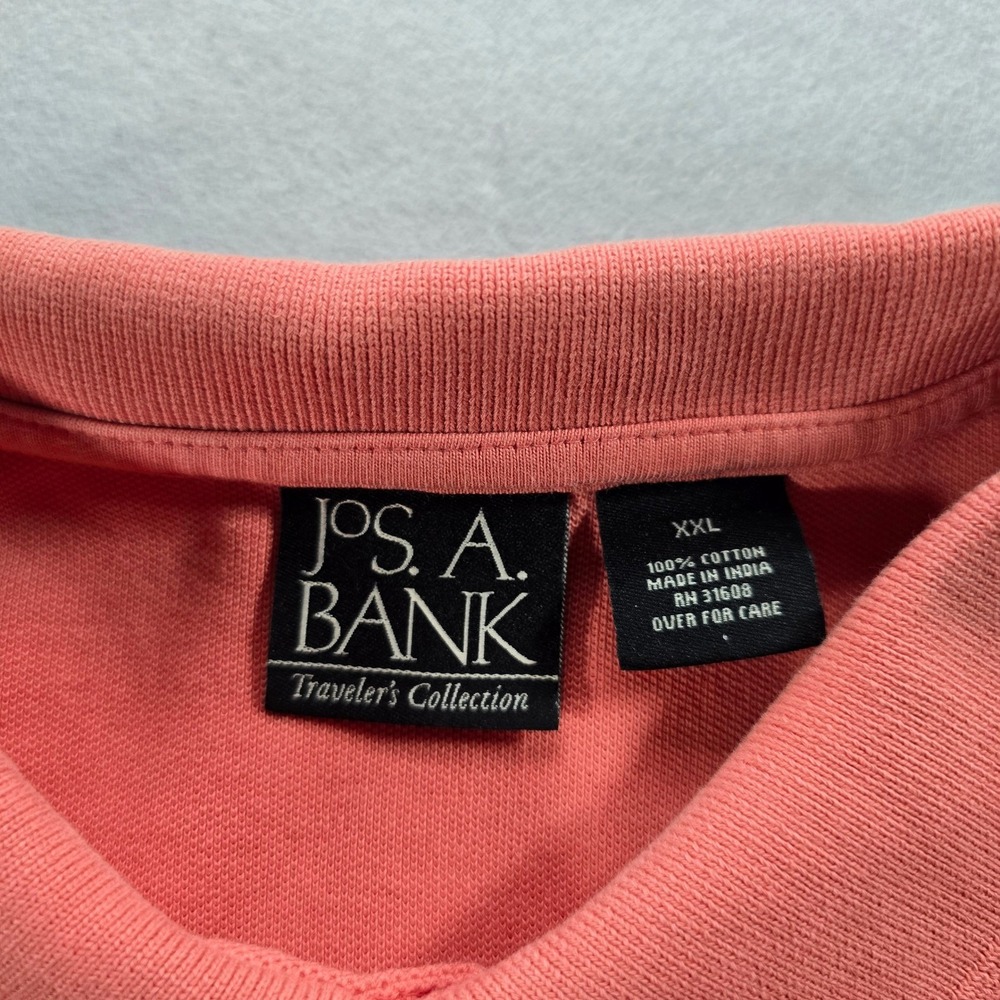 Jos A Bank Travelers Collection Mens XXL Coral Pink Cotton Pique Polo Shirt - Picture 5 of 6